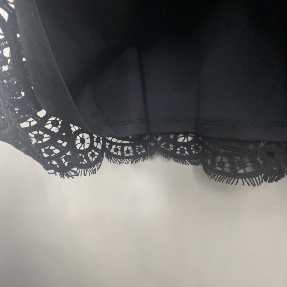 Philosophy Lace Top Women Sz L Black Short Sleeve Lined Scalloped Hem Fairy Goth - Picture 7 of 11